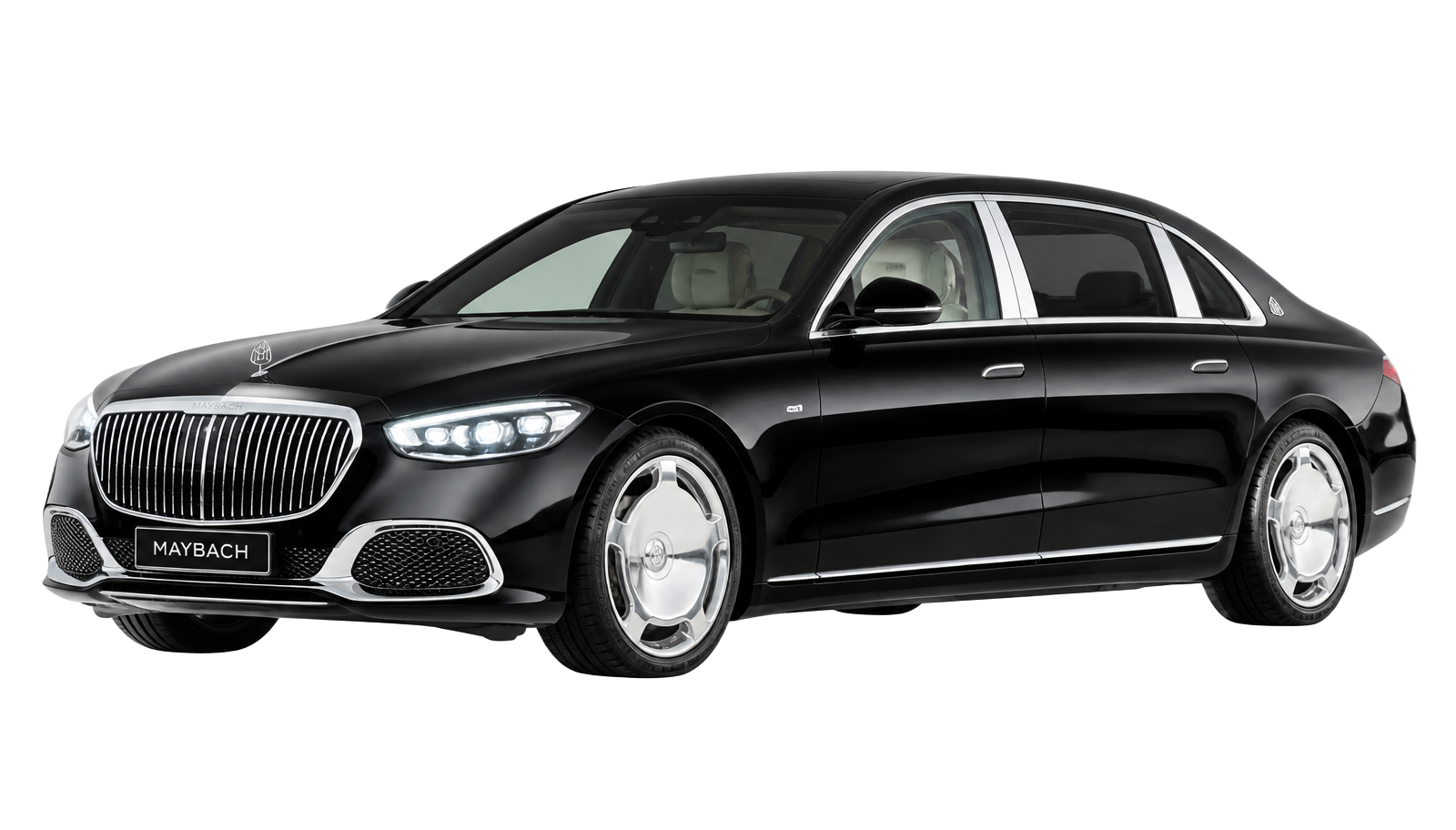 Black Mercedes-Maybach S-Class flagship sedan at The Luxury Cars showroom in Jaipur